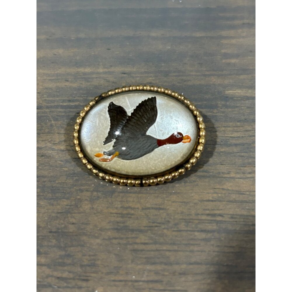 Vintage Essex Crystal Painted Duck Brooch Pin WRE 1/20 12Kt. GF